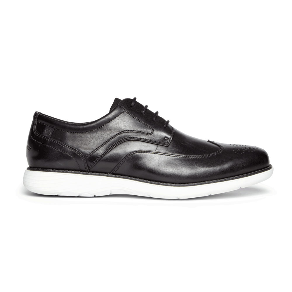 Rockport Singapore Mens Oxfords - Garett Wingtip Black/White - KW2804756